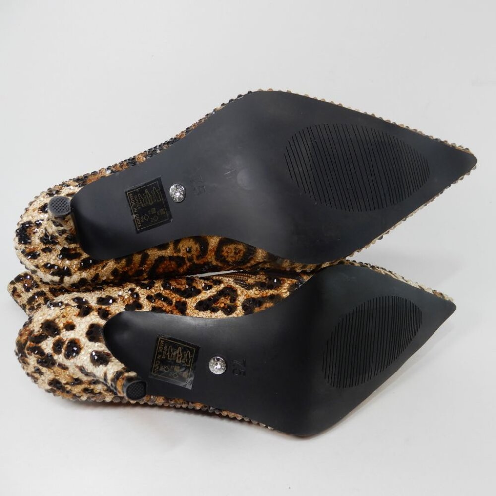 AZALEA WANG Chaundra Stiletto Bootie Size 7.5 Cheetah Animal Embellished NEW - Picture 14 of 17